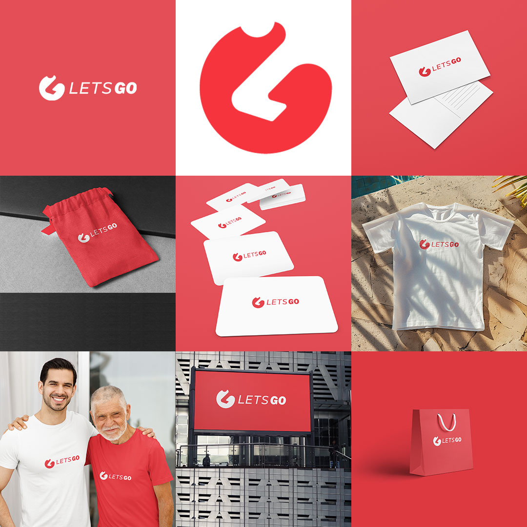 logos services with white and red customer logo designs